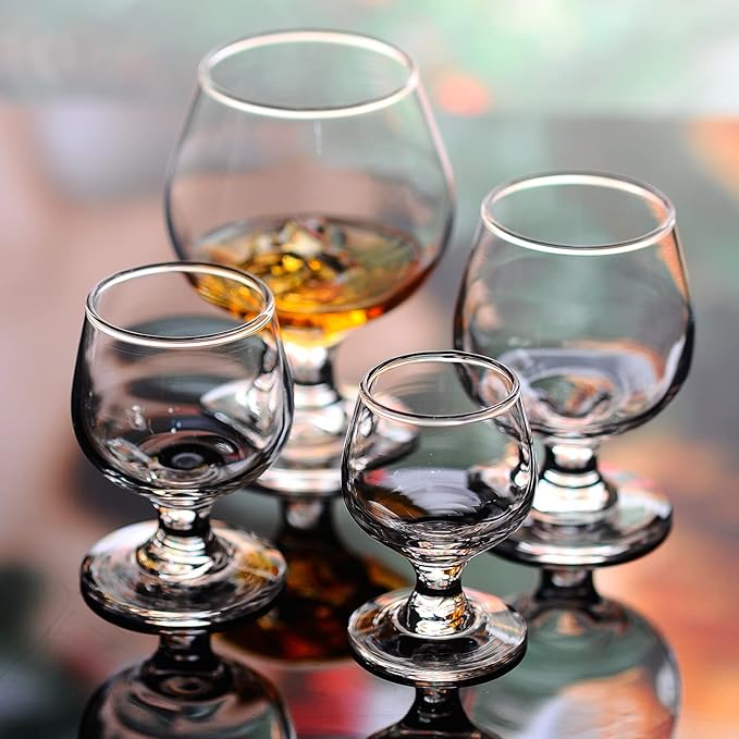 Shot Glasses - 6pc Set, 8.8oz Clear Cute Glass Snifters Perfect for Tasting Brandy