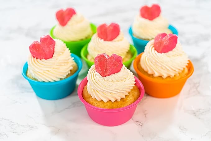 Bakerpan Silicone Jumbo Muffin Cups For Baking, Smooth Large Air Fryer Muffin Cups, 3 1/2 Inch Muffin Baking Cups, Jumbo Cupcake Liners - Set of 8