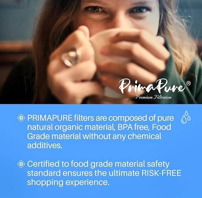 4-Pack PrimaPure Coffee Machine Water Filter Replacement for Jura Clearyl Blue 71445, 67879, ENA3, ENA5, J6, J9, J95 Certified To NSF/ANSI 42 by IAPMO R&T