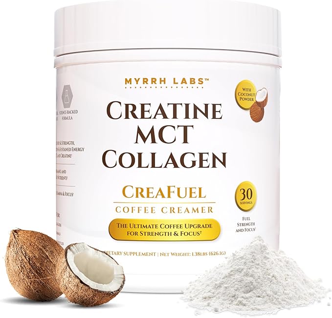 CreaFuel Creatine Collagen MCT Coconut Coffee Creamer Powder Sugar Free Keto and Paleo Friendly Supplement for Muscle Energy Brain Health Skin and Joint Support 30 Servings
