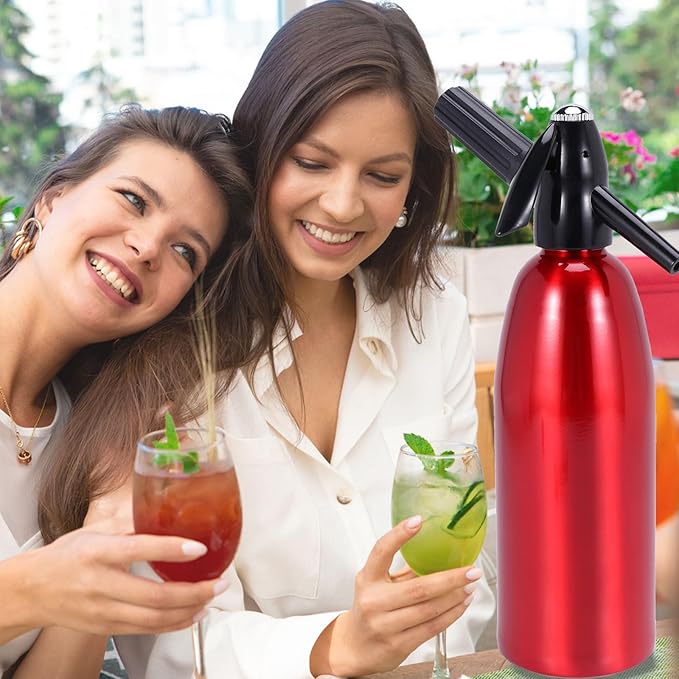 Soda Siphon, Portable Sparkling Water Maker for Home & Outdoor Use, 1L Carbonated Water Machines Soda Maker DIY Seltzer Water Maker for Fresh Soda, Cocktails, Use 8g CO2 Cartridges (Not Included)