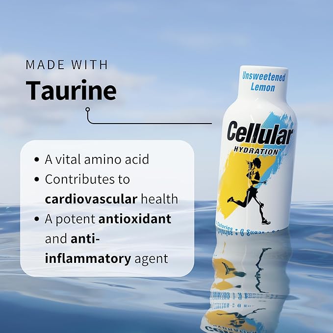 Cellular Hydration Shots Unsweetened Lemon Flavor – 24 Pack of 1.93 fl oz Shots – Electrolytes – Amino Acids – Zero Sugar – Zero Sodium – Vegan – Gluten-Free Hydration