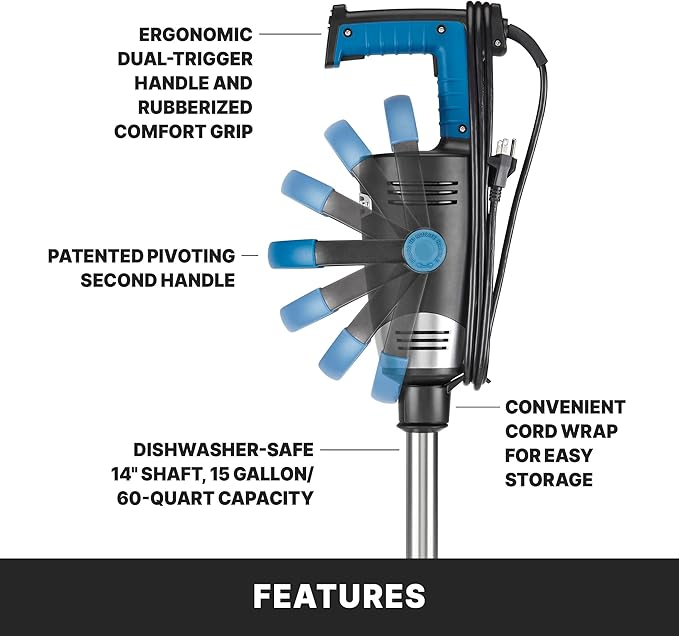 Waring EVOX 14" Big Stik Immersion Blender, 1.5 HP Variable Speed, 15-Gallon Capacity, for Sauces, Dressings, Marinades & Soups, WSB550X