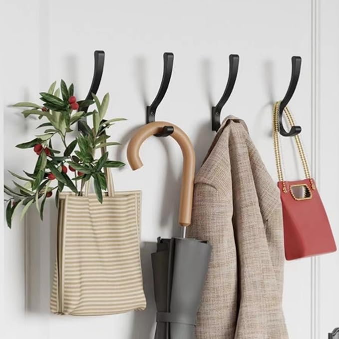 10 Pack Hanging Coat Hooks Wall Mount, Coat Hanger Wall Hangers, Metal Hooks for Hanging Heavy Duty, Screw in Hooks for Hanging Towels, Clothes, Backpack, Hat, Bag, Jacket, Key, Robe, Backpack Grey