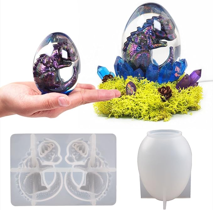 2 Pack Dinosaur Silicone Mold - Resin Candle & Easter Egg Mold - Animal & Cartoon Mold for Home Decoration