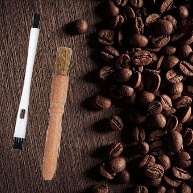 Coffee Brush Set, 13 Pieces Natural Wood & Nylon, Includes Wooden, Plastic, Straw, & Gap Brushes for Espresso Machine Cleaning