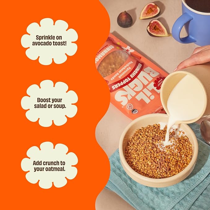 Lil Bucks Sprouted Regeneratively Grown Buckwheat Seeds– Paleo Cereal, Gluten-Free Granola, High in Protein, Low Sugar, Organic Superseed Crunch (CINNAMON, 1 Pack)