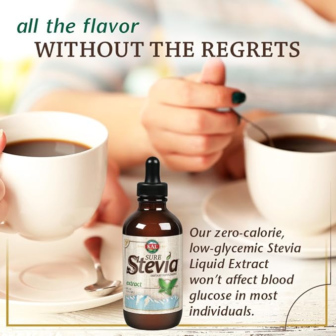 KAL Sure Stevia Extract Zero Calorie Sweetener, Low Carb, Plant Based Liquid Stevia Drops, Great Taste, Zero Sugar, Low Glycemic & Perfect for a Keto Diet, 60-Day Guarantee, Approx. 775 Servings, 4oz