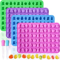 HKNMTT Gummy Fruit Molds Silicone, Mini Cute Fruit Shaped Candy Chocolate Tray Molds With 2 Droppers, 4 Pack 264 Cavities Non-stick Bite Size Kids Apple Molds, DIY Candy Making Kit