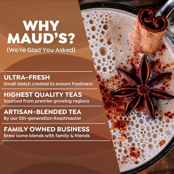 Maud's Espresso Chai Tea Latte Pods, 36 ct, Recyclable Single Serve Chai Tea Pods - 100% Gourmet Blended Tea Leaves, Compatible with Keurig K Cups Maker