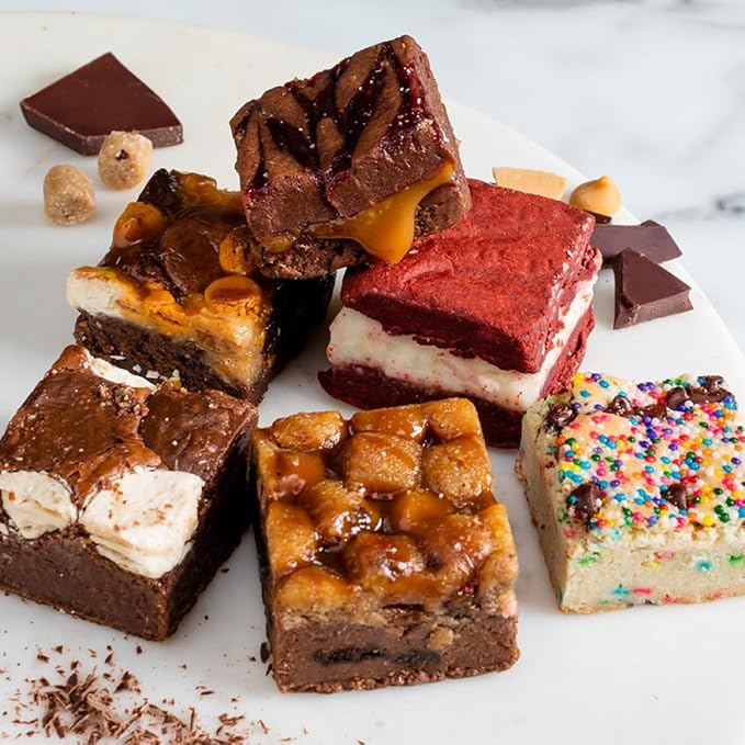 Brownie Points Baby Brownies, 6-Individually Wrapped, Gift Box and Gifts Baskets for all Occasions, Fudge Chocolate Brownies, Baked from Scratch, Made with Fine and Fresh Ingredients, Gourmet Desserts