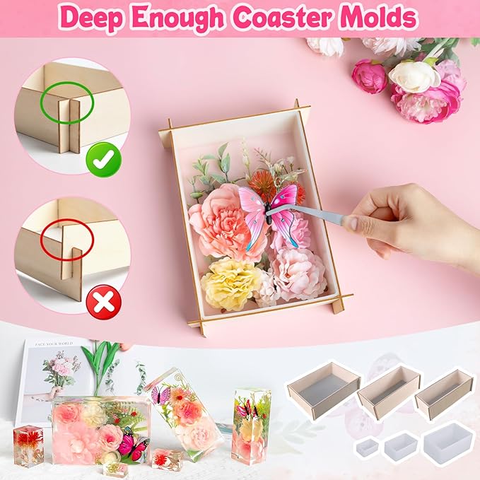 Large Resin Molds Silicone 6PCS Rectangular Cube Silicone Molds for Resin Epoxy Resin Casting Craft Mold for Flower Preservation Bookends DIY Art Home Décor