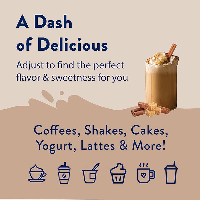 Jordan's Skinny Syrups Sugar Free Coffee Syrup, Brown Sugar Cinnamon Flavor Drink Mix, Zero Calorie Flavoring for Latte, Protein Shake, Food and More, Gluten Free, Keto Friendly, 25.4 Fl Oz, 1 Pack