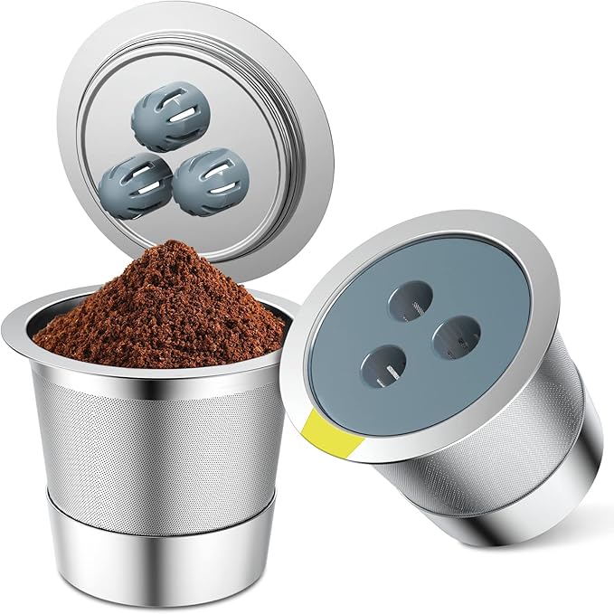 Stainless Steel Reusable K Cups Compatible with Ninja Coffee Maker,Upgrade2 Pack K Cups Reusable Coffee Pods,Permanent Coffee Filters Fit Ninja CFP201 CFP300 CFP301 CFP305 CFP307 CFP400 (2Pack)