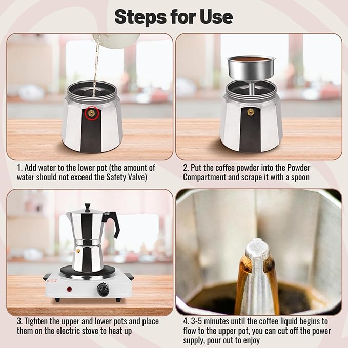 12 Cup Aluminum Moka Pot Classic Stovetop Espresso Coffee Maker 600ml 20oz Coffeemaker Percolator Mocha Pot Greca Coffee Maker Cafe Makers for Italian and Cuban Café Brewing Silver