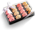 Pastry Chef's Boutique - Clear and Black Base Plastic French Macarons Small Gift Display Boxes - Holds 16 Macarons - Cavity Size 1.76'' x 1'' - Pack of 12