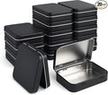 Small Metal Box With Lid-Cookie Tins Metal Tins With Lids Lens Wipes Storage Container Mini Portable Box,Empty Hinged Tin,For Organize Mint Candy Jar,Sewing Tools,DIY Gift Boxes(Black 20 Pcs)