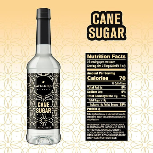 "NEW" Café Le Rou Cane Sugar Classic Syrup - 25.4 oz, 1 Pack with 1 Gold Pump Dispensers 25.4 Fl Oz (Pack of 1)