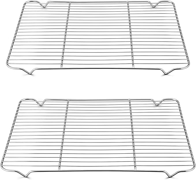TeamFar Cooling Rack, 16.6” x 11.45” Stainless Steel Wire Baking Rack for Cooking Roasting Grilling, Fit for Oven Pan, Oven & Dishwasher Safe, Non-toxic & Heavy-Duty, 2PCS