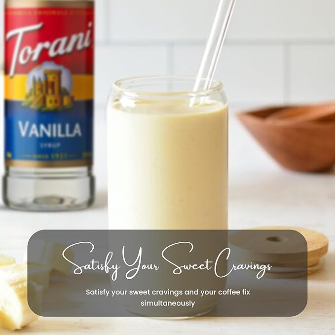 Jimoco® Syrup Pump Dispenser + Torani® Vanilla Syrup, 25.4 oz - Coffee Syrup Pump & Flavoring Bundle