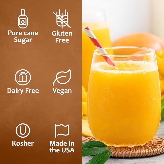 Syruvia Mango Syrup - Premium Flavoring Syrup for Tea, Italian Sodas, Beverages, Desserts, Ice Cream, Cocktails & Mocktails - Kosher, Gluten Free - 25.4 fl oz.