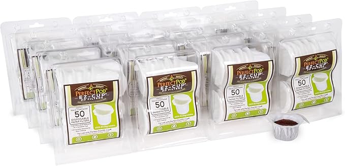 Perfect Pod EZ-Cup Paper Coffee Filters with Patented Lid for Single-Serve Coffee Brewers and Coffee Pods, Compatible with Keurig, 16-Pack (800 Filters)