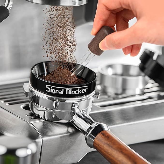 58mm Espresso Dosing Funnel: Coffee Dosing Funnel for Breville - 58mm Portafilter Funnel Magnetic Coffee Dosing Ring Aluminium Metal | Espresso Machine Accessories Bundle Including Espresso WDT Tool