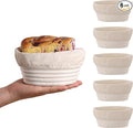 (6.7x4.7x3in) Mini Banneton Bread Proofing Basket Set of 6, Oval Sourdough Bread Basket with Liner Professional & Home Bread Baking Supplies (Small Oval)