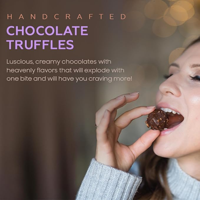 CRAVINGS BY ZOE Happy Birthday Chocolate Truffles Gift Box | 16 Count | Assorted Gourmet Milk & Dark Chocolate Candy Food Gift Basket | Birthday Gifts for Women & Men Mom Dad Kid Him Her Adult Family