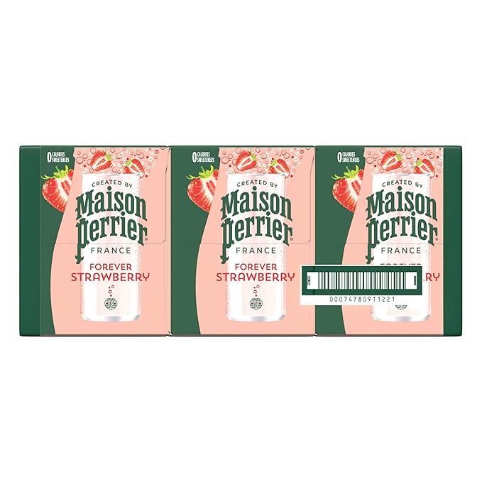 Maison Perrier Forever Strawberry Flavored Sparkling Water, 11.15 Fl Oz Cans, 8 Count, 3 Pack