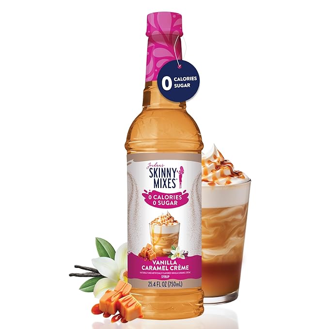 Jordan's Skinny Syrups Sugar Free Coffee Syrup, Vanilla Caramel Creme Flavor Drink Mix, Zero Calorie Flavoring for Chai Latte, Protein Shake, Food & More, Keto Friendly, 25.4 Fl Oz (Pack of 1)