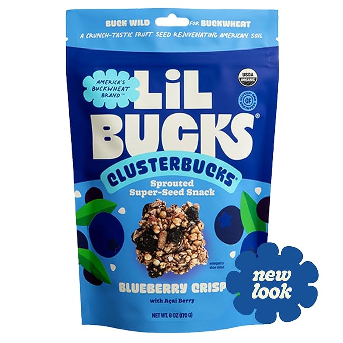 Clusterbucks Superfood Clusters – Grain-Free, Keto-Friendly Granola with Regeneratively Grown Sprouted Buckwheat– Gluten-Free, Low-Carb, Organic Healthy Snack (6 Ounce (Pack of 3), Blueberry Crisp)