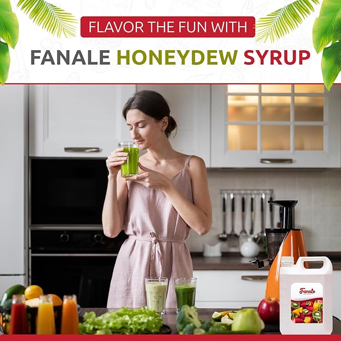 Fanale Premium Flavoring Concentrated Syrup for Bubble Tea 11 lb | Honeydew Flavor Syrup | for Boba Tea, Smoothies, Slushes, Desserts | 11lb | Pack of 4 | SRP070-CS
