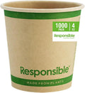 4 oz Paper Hot Cups, Tree-Less™ Compostable Paper Coffee Cups, Extra Strength, Tree-Free and Made Without PFAS, Natural Brown (1000 Count)