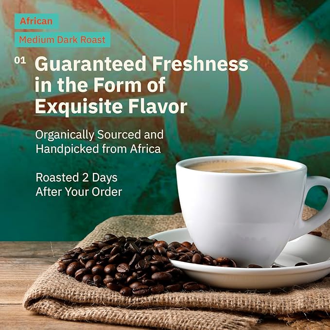 Horn of Africa Signature Reserve Espresso Beans - Medium Dark Roast Coffee, Freshly Roasted To Order Whole Bean Coffee, Specialty Grade, Fair Trade and Non-GMO African Espresso - 12 oz