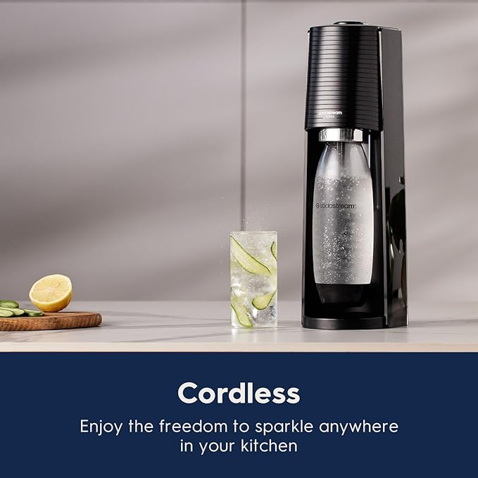 SodaStream Terra Sparkling Water Maker (Misty Blue) with CO2 and Dishwasher Safe Bottle