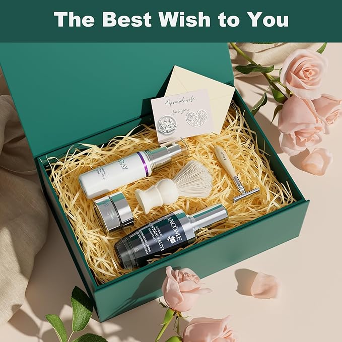 HongCai printing Large Gift Box with Lids Green: 5 Pack 13.5×10×5 Inches Packaging with Magnetic Lid - Holds Christmas Birthdays Holiday Gifts - Ideal for Couples Friends Family