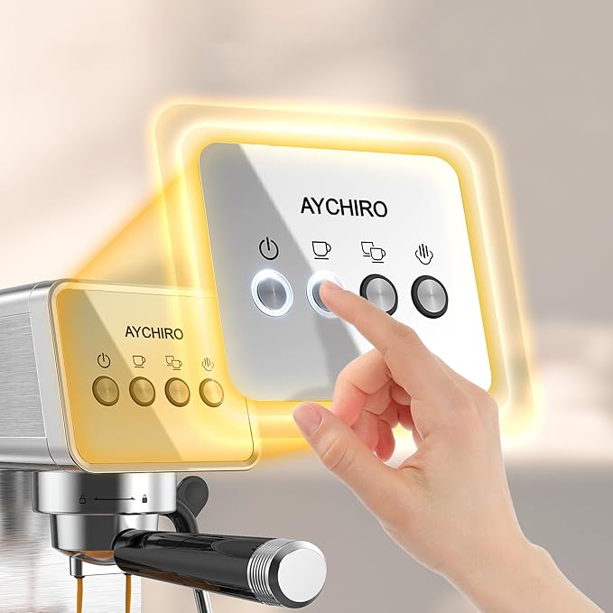 Espresso Machine with Steam Milk Frother,20 Bar Stainless Steel Coffee Maker for Latte & Cappuccino,Detachable Water Tank/Drip Tray, Hot Water Function for Home & Office Use