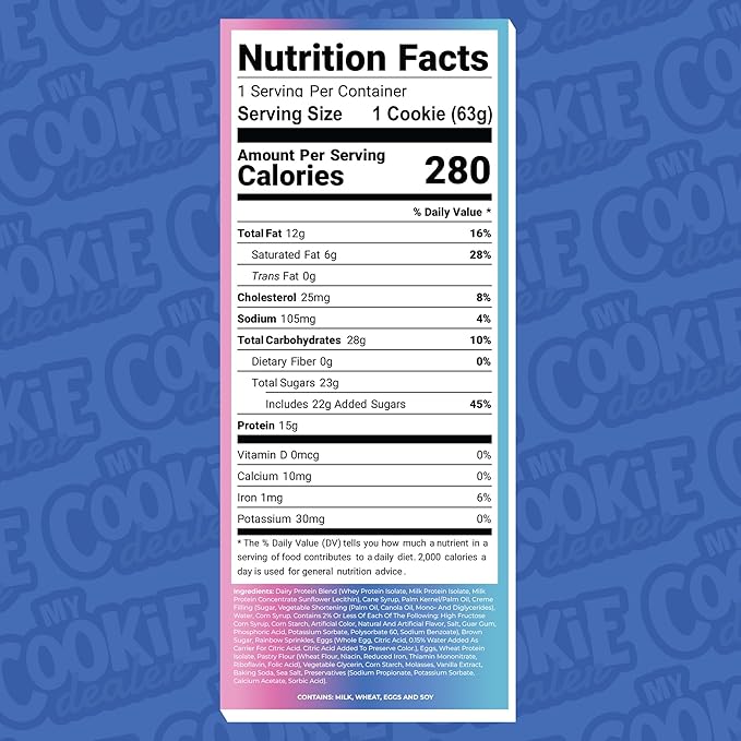 My Cookie Dealer Protein Cookies, Birthday Cake (2.2oz, Pack of 12) - 15g Protein per Cookie - Individually Wrapped Workout Snacks for On-The-Go Travel