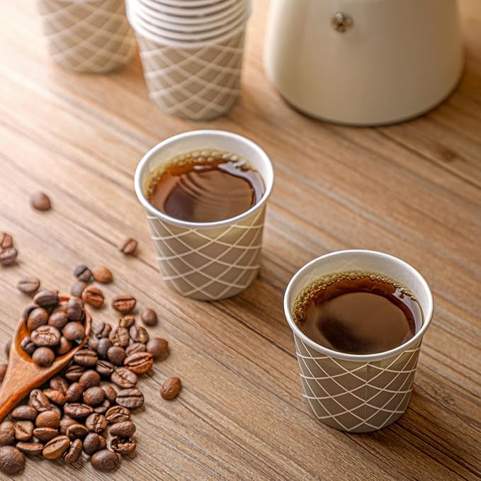Rtteri 100 Pcs Count 3 oz Disposable Coffee Cups Disposable Espresso Cups Small Paper Cups 3 oz Cups for Coffee Tea Cocoa Juice Mini Paper Cups for Cafes Offices and Home
