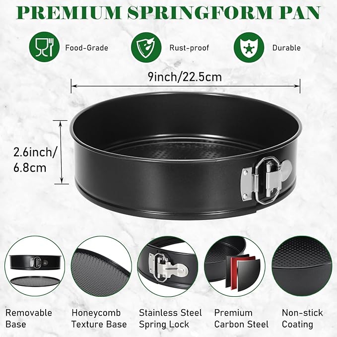 Tellshun 9 Inch Springform Pan Tin with 50pcs Parchment Paper Cheesecakes Baking Mold Round Leakproof Nonstick Removable Bottom Bakeware for Pie Cake Pizza and Quiches