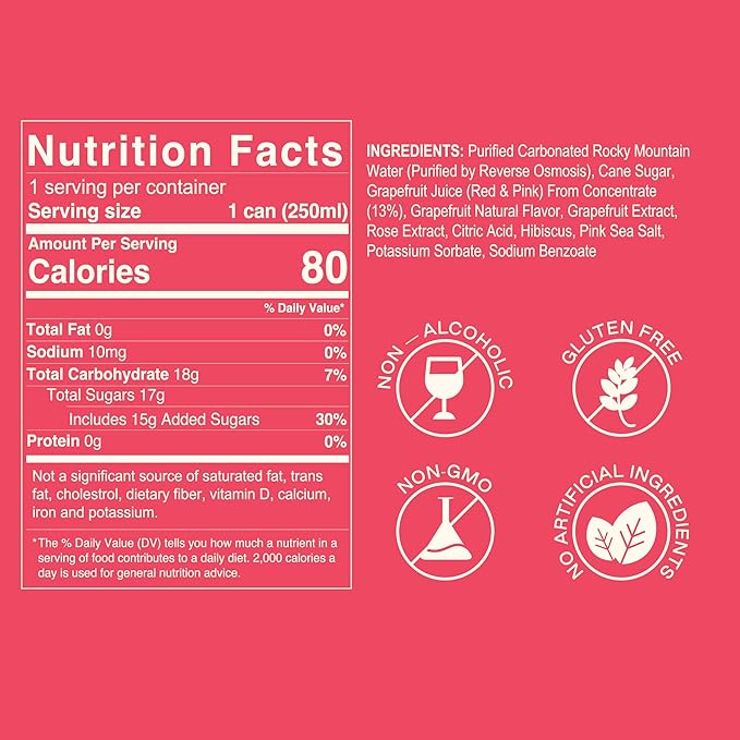 Strongwater Sparkling Grapefruit Soda - 12 Pack Cans (8.4 Fl Oz Each) - Premium Craft Cocktail Mixer Made with Rocky Mountain Water, Grapefruit, Sea Salt - Real Cane Sugar, No Artificial Flavor