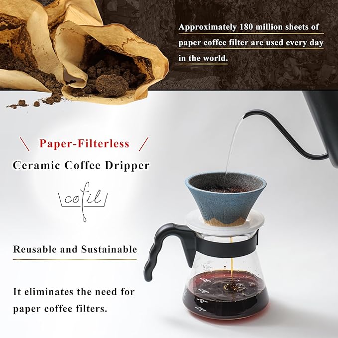 Ceramic Reusable Coffee Filter Dripper Paperless Sustinable Mt. Fuji Made in Japan (Green)