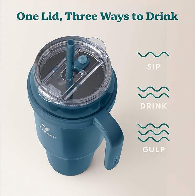 REDUCE 50 oz Stainless Steel Tumbler with Handle - Dual-Wall Vacuum Insulated Travel Mug, Sweat-Proof Lid & Reusable Straw - Keeps Drinks Cold for 24 Hrs, Fits Cupholders, Dishwasher Safe - Dark Web