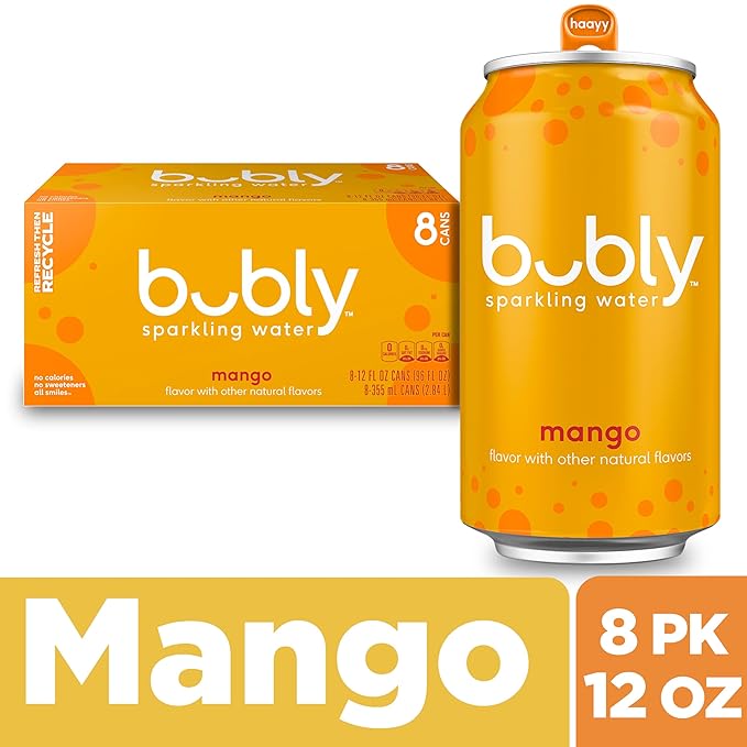 bubly Sparkling Water, Mango, Zero Sugar & Zero Calories, Seltzer Water, 12 Fl Oz Cans (Pack of 8)