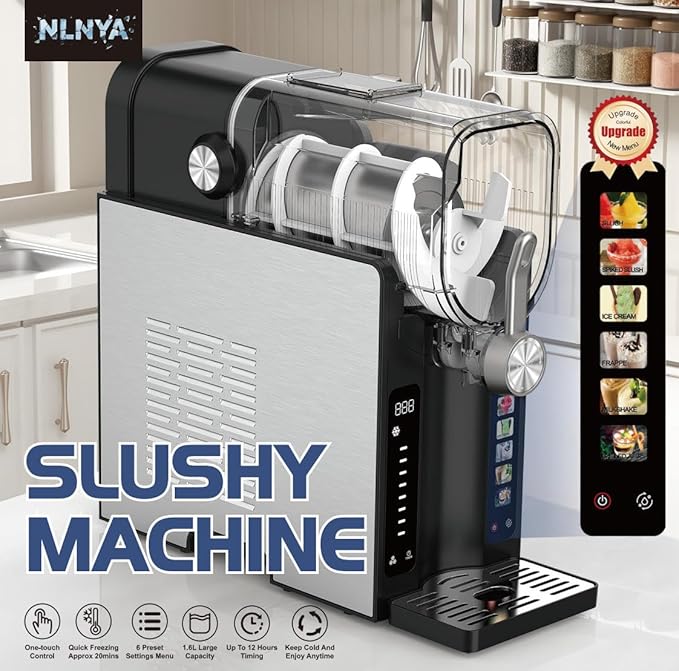 SLUSHi Professional Frozen Drink Maker with No Ice Needed, Slushie Machine for Home with 6 Preset Programs for Margaritas, Frappés, Milk Shake and More, upgrade LED Display, Auto Clean, 6 Modes