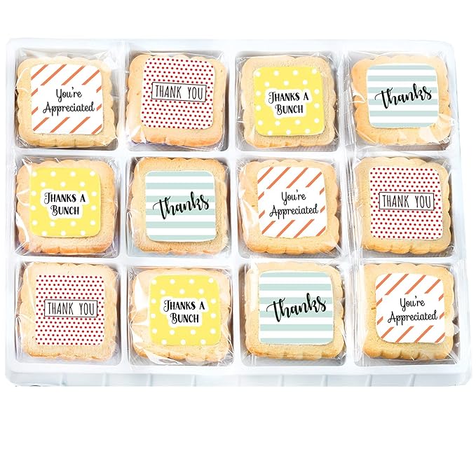 Thank You Gift Basket Decorated Cookies Employee appreciation for Men Women Nurses Employees Teacher Corporate Gifts | Individually Wrapped | 12 Pack | Appreciation Box