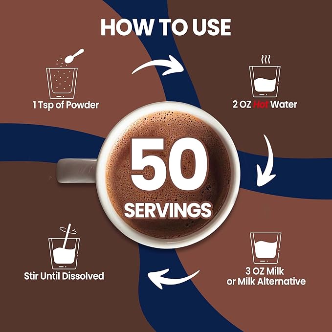 Mushroom Hot Chocolate, 50 Servings Cocoa Powder | 10 Mushrooms Supplements with Elderberry, Aloe Vera, Echinacea & Quercetin | Support Immunity, Gut & Stress Health | Vegan & Keto, Gluten-Free