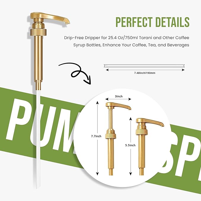 Jimoco® Syrup Pump Dispenser + Torani® Cane Sugar Syrup, 25.4 oz - Coffee Syrup Pump & Flavoring Bundle