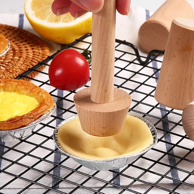 Wooden Pastry Tamper, DIY Cake Pastry Pusher, Double Side Wooden Egg Tart Tamper Mold, Pie Pastry Dough Tamper Egg Tart Mold, essert Baking for Kitchen Party Baking Tools